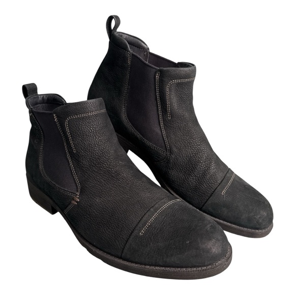 ECCO Men Black Suede Chelsea Ankle Boots 44 Textured Leather Pull On Scandi Shoe main image 6